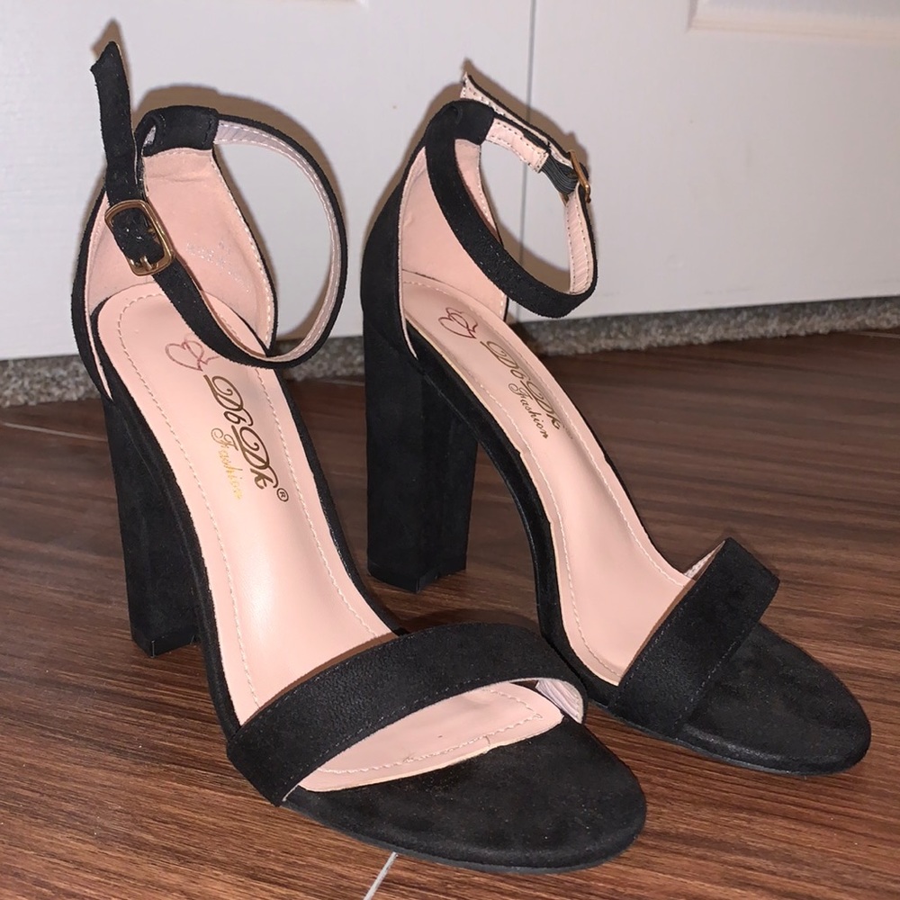 Black Ankle Strap Block Heels // Size 6.5
